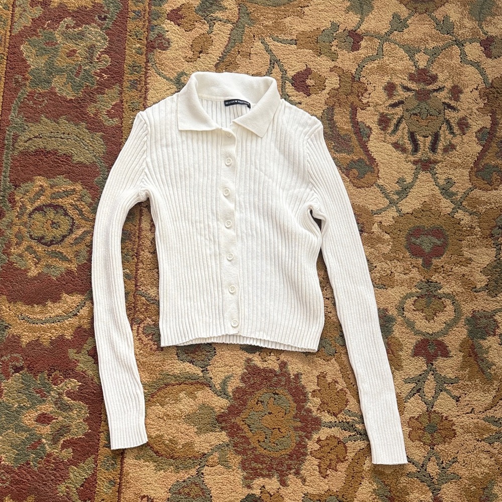 Brandy Melville White Ribbed Cardigan